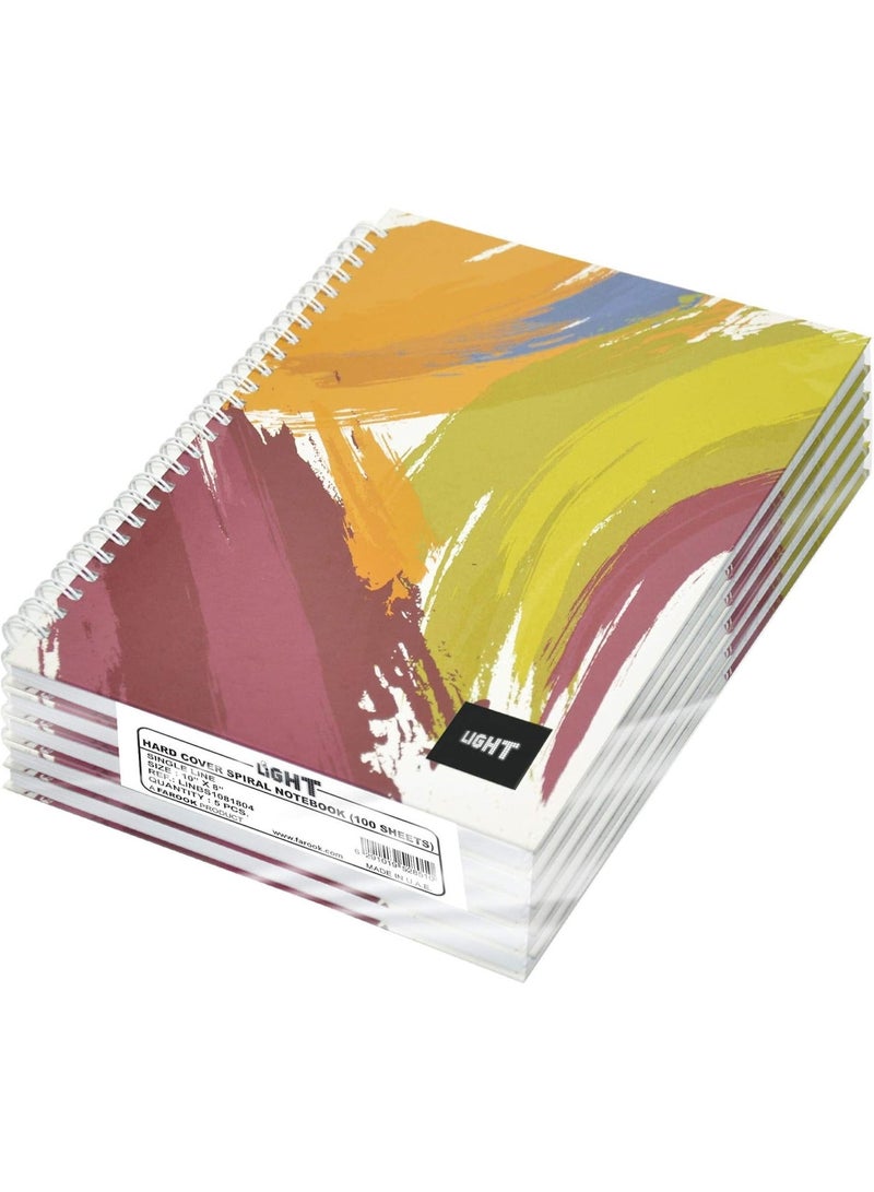 FIS Light LINBS1081804 Single Line Spiral Hard Cover Notebook- Pack of 5 Pieces (100 Sheets Each, 10X8in) - Image 1